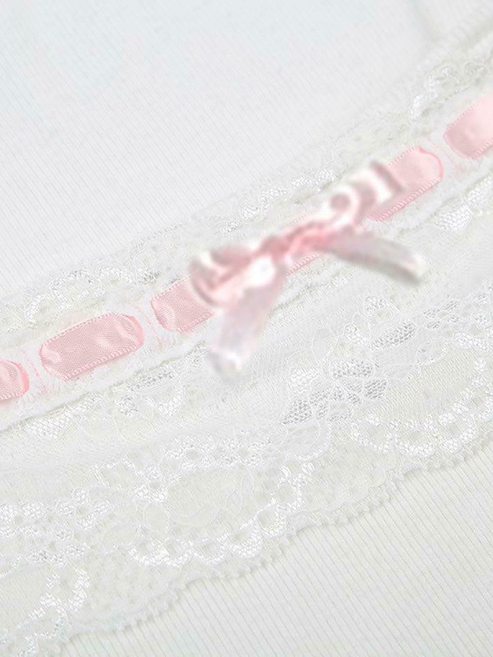 Square Neck Lace Trim Tee: Y2K Fashion Aesthetic Top for Women - Coquette & Grunge Style Square Neck Lace Trim Tee: Y2K Fashion Aesthetic Top for Women - Coquette & Grunge Style