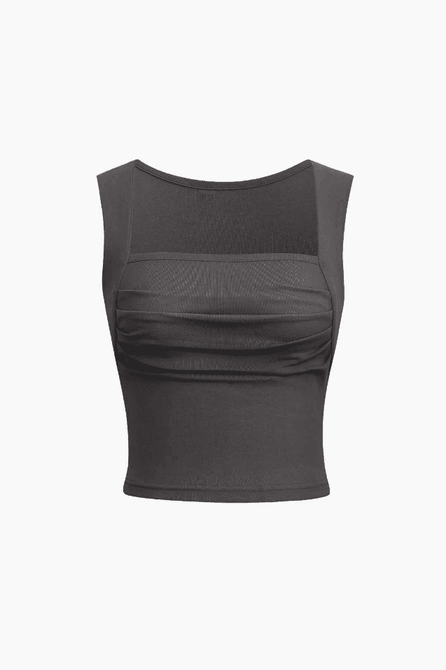 Square Neck Ruched Tank Top - Y2K Fashion Staple for Coquette and Grunge Aesthetics