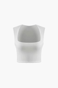 Square Neck Tank Top in Y2K Fashion with Coquette Aesthetic - Grunge Style Cute Tops for Women
