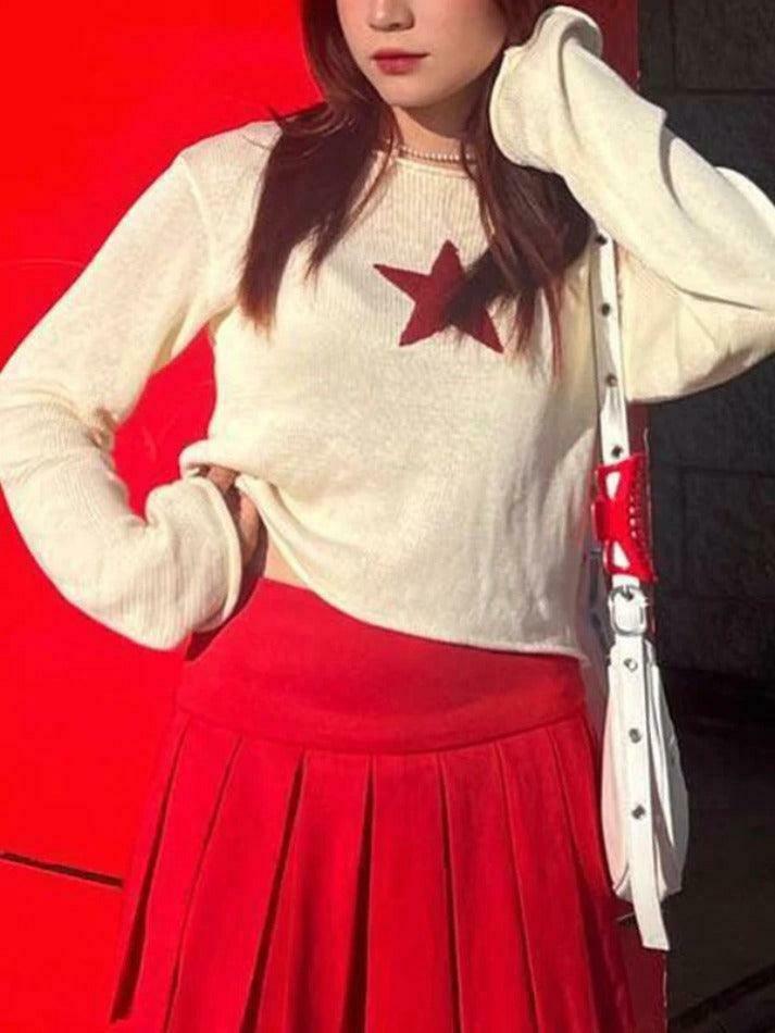 Star Crochet Knit Cropped Sweater - Y2K Aesthetic Fashion for Women - Coquette Style Grunge Outfit Star Crochet Knit Cropped Sweater - Y2K Aesthetic Fashion for Women - Coquette Style Grunge Outfit