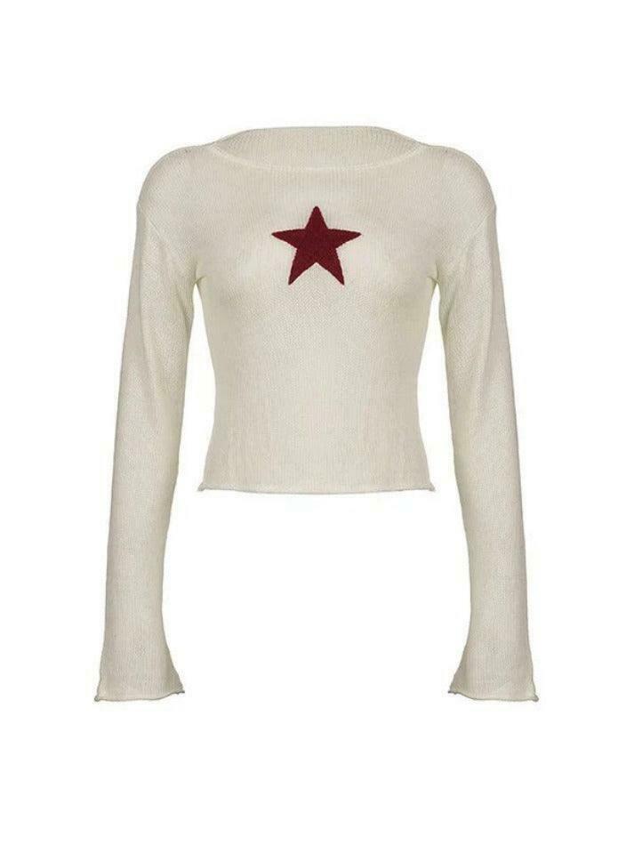 Star Crochet Knit Cropped Sweater - Y2K Aesthetic Fashion for Women - Coquette Style Grunge Outfit Star Crochet Knit Cropped Sweater - Y2K Aesthetic Fashion for Women - Coquette Style Grunge Outfit