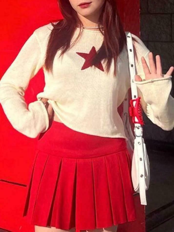 Star Crochet Knit Cropped Sweater - Y2K Aesthetic Fashion for Women - Coquette Style Grunge Outfit Star Crochet Knit Cropped Sweater - Y2K Aesthetic Fashion for Women - Coquette Style Grunge Outfit