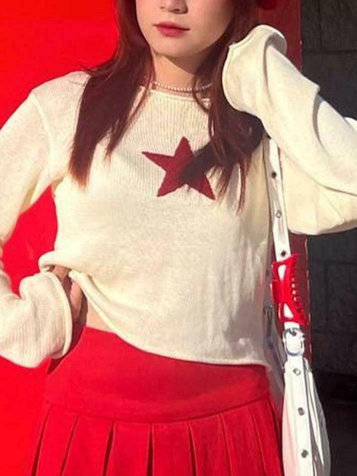 Star Crochet Knit Cropped Sweater - Y2K Aesthetic Fashion for Women - Coquette Style Grunge Outfit Star Crochet Knit Cropped Sweater - Y2K Aesthetic Fashion for Women - Coquette Style Grunge Outfit