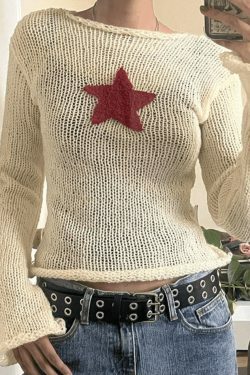 Star Crochet Knit Top: Y2K Fashion Aesthetic with Coquette and Grunge Vibes