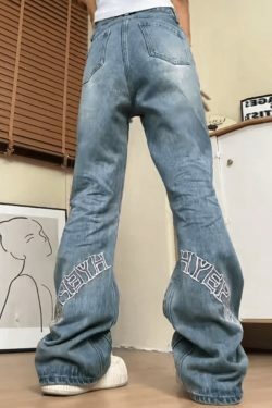 Star Embroidery High Waist Boyfriend Jeans - Y2K Aesthetic Denim with Coquette Style Touch