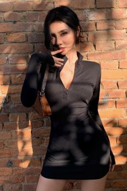 Starlit Ribbed Mini Dress - Y2K Fashion with Coquette Aesthetic, Grunge Style, and Pastel Goth Vibes