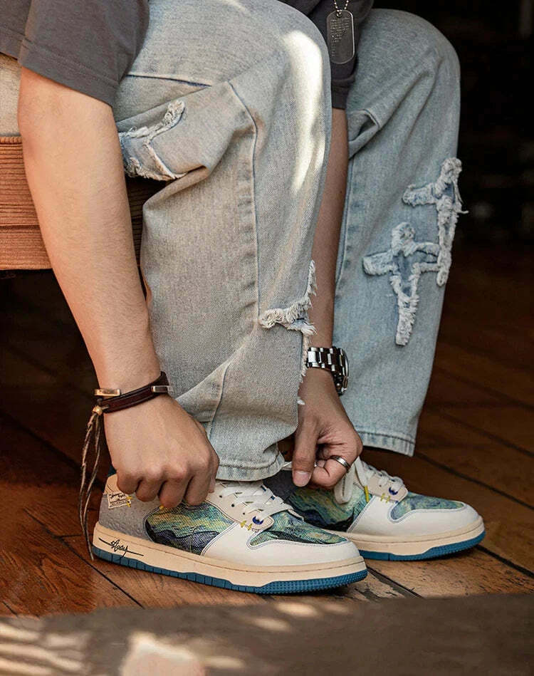 Starry Night Van Gogh Sneakers - Y2K Aesthetic Shoes for Women