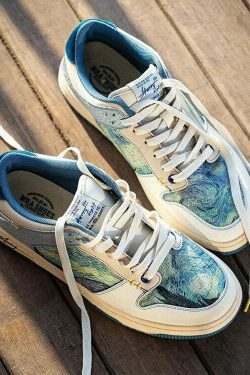Starry Night Van Gogh Sneakers - Y2K Aesthetic Shoes for Women