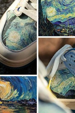 Starry Night Van Gogh Sneakers - Y2K Aesthetic Shoes for Women