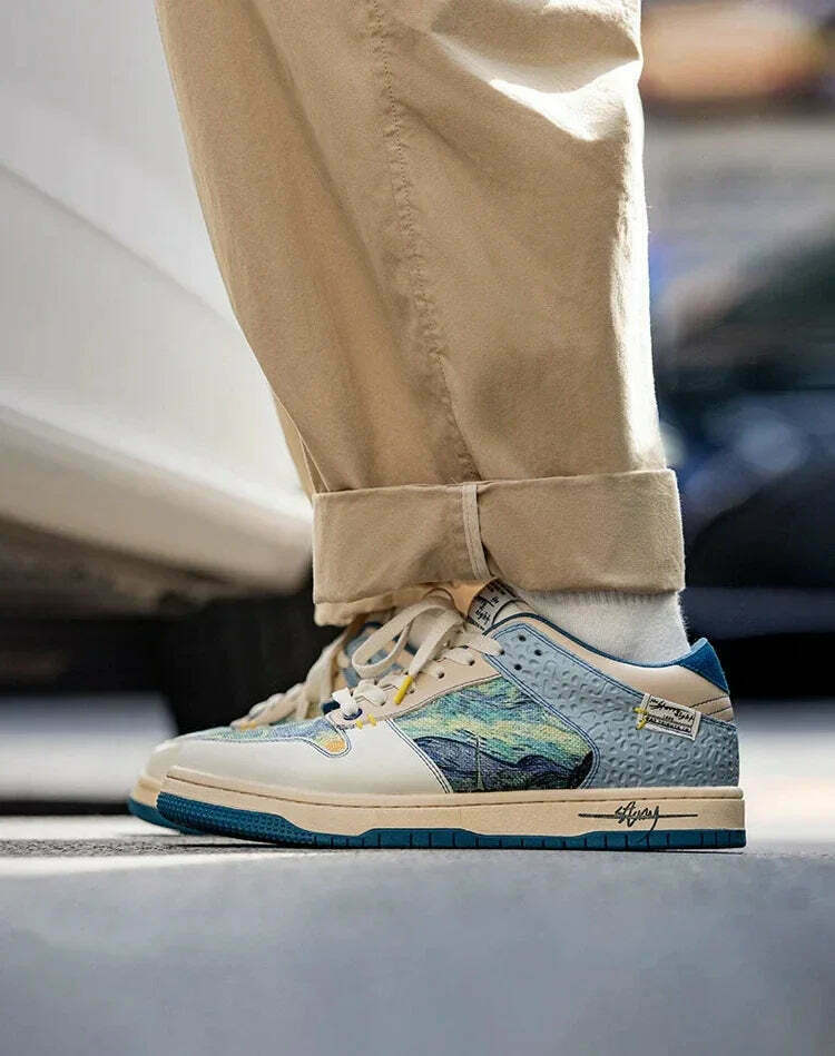 Starry Night Van Gogh Sneakers - Y2K Aesthetic Shoes for Women
