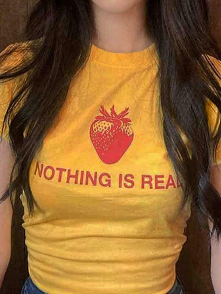 Strawberry Letter Print Crop Tee - Y2K Aesthetic Top - Coquette Grunge Outfit Strawberry Letter Print Crop Tee - Y2K Aesthetic Top - Coquette Grunge Outfit