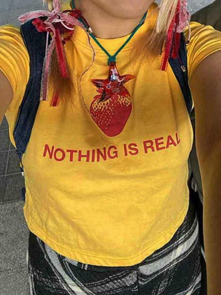 Strawberry Letter Print Crop Tee - Y2K Aesthetic Top - Coquette Grunge Outfit Strawberry Letter Print Crop Tee - Y2K Aesthetic Top - Coquette Grunge Outfit