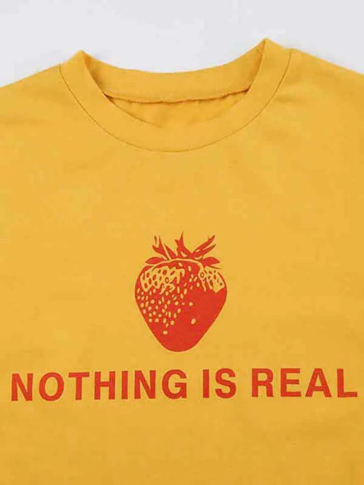 Strawberry Letter Print Crop Tee - Y2K Aesthetic Top - Coquette Grunge Outfit Strawberry Letter Print Crop Tee - Y2K Aesthetic Top - Coquette Grunge Outfit