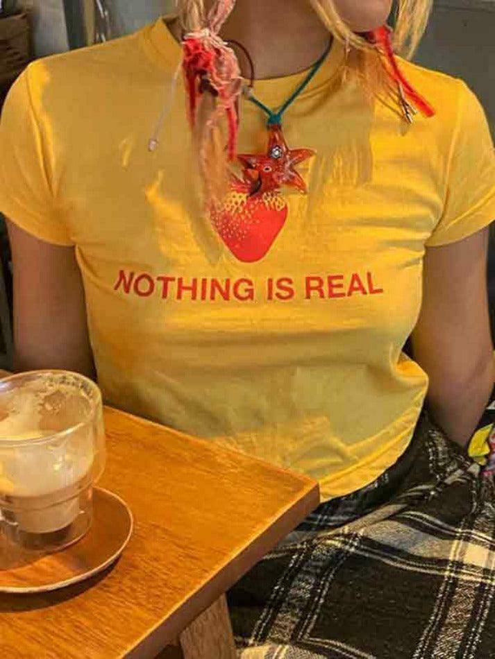 Strawberry Letter Print Crop Tee - Y2K Aesthetic Top - Coquette Grunge Outfit Strawberry Letter Print Crop Tee - Y2K Aesthetic Top - Coquette Grunge Outfit