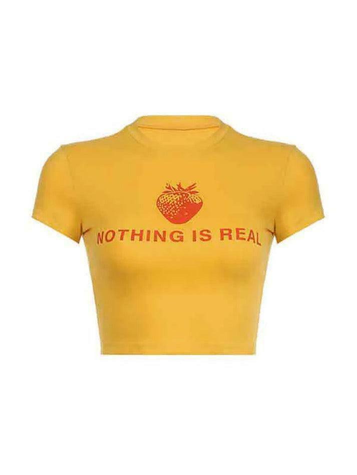 Strawberry Letter Print Crop Tee - Y2K Aesthetic Top - Coquette Grunge Outfit Strawberry Letter Print Crop Tee - Y2K Aesthetic Top - Coquette Grunge Outfit