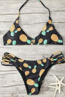 Stringy Pineapple Print Cute Bathing Suit for Y2K Fashion Enthusiasts