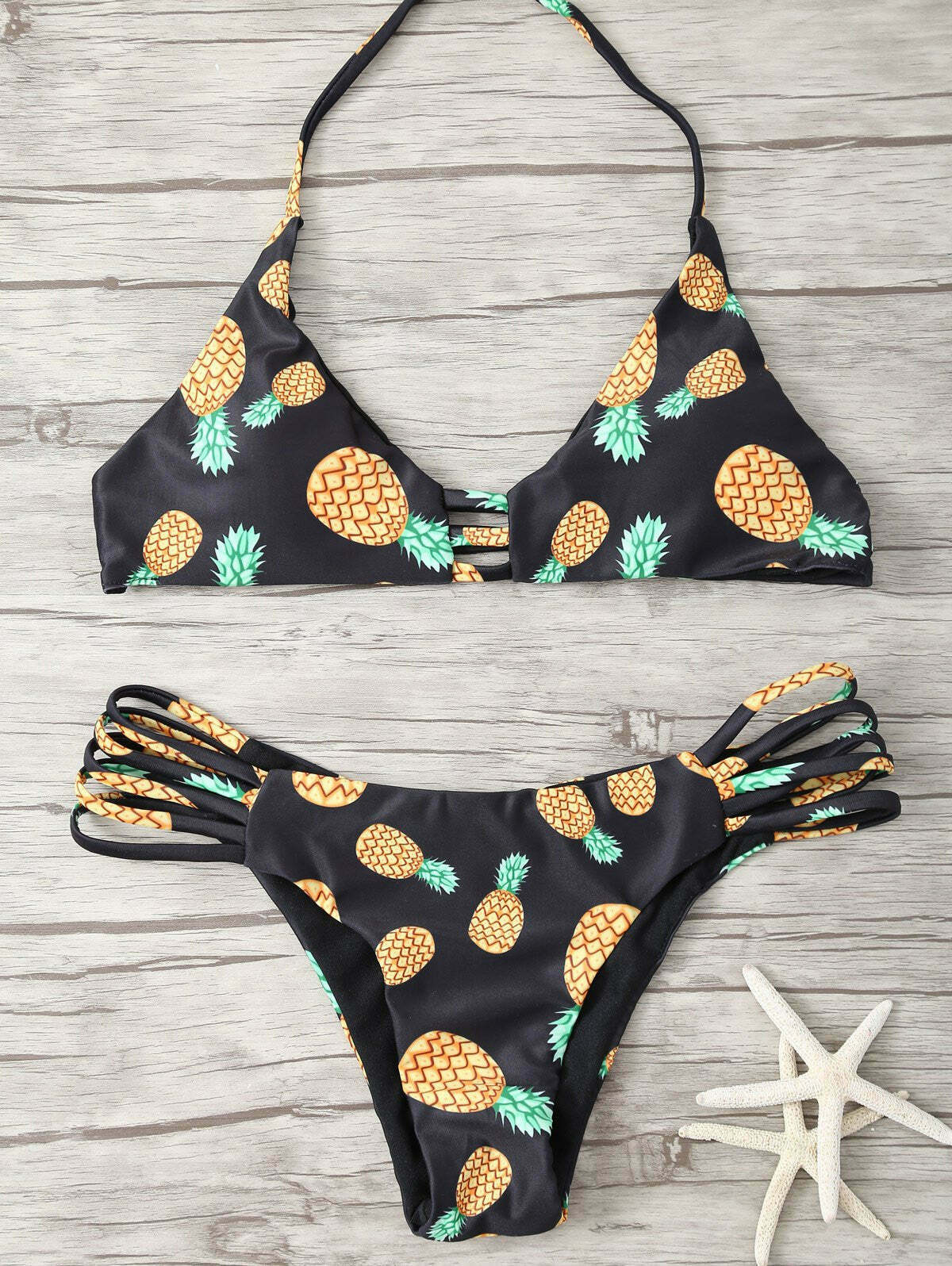 Stringy Pineapple Print Cute Bathing Suit for Y2K Fashion Enthusiasts Stringy Pineapple Print Cute Bathing Suit for Y2K Fashion Enthusiasts