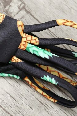 Stringy Pineapple Print Cute Bathing Suit for Y2K Fashion Enthusiasts