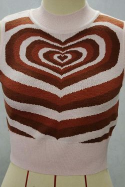 Striped Heart Sweater: Y2K Fashion with Coquette Aesthetic, Grunge Style, and Pastel Goth Vibes