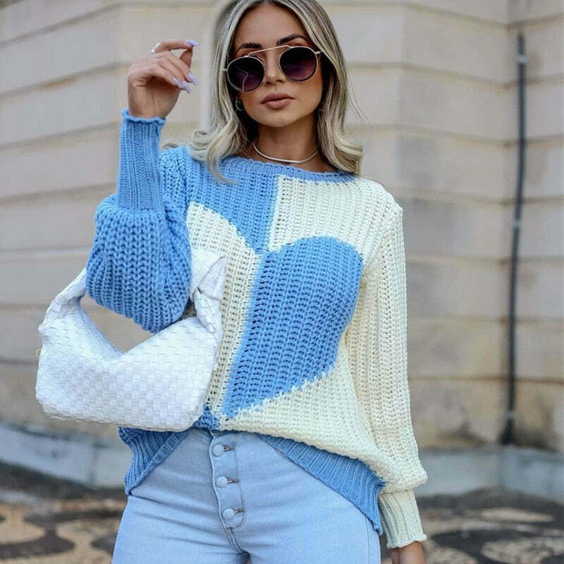 Striped Heart Sweater: Y2K Fashion with Coquette Aesthetic, Grunge Style, and Pastel Goth Vibes