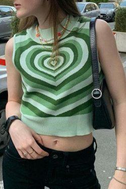 Striped Heart Sweater: Y2K Fashion with Coquette Aesthetic, Grunge Style, and Pastel Goth Vibes