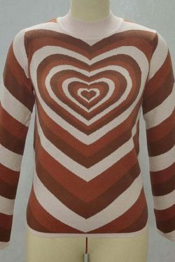 Striped Heart Sweater: Y2K Fashion with Coquette Aesthetic, Grunge Style, and Pastel Goth Vibes