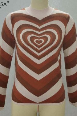 Striped Heart Sweater: Y2K Fashion with Coquette Aesthetic, Grunge Style, and Pastel Goth Vibes