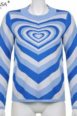 Striped Heart Sweater: Y2K Fashion with Coquette Aesthetic, Grunge Style, and Pastel Goth Vibes