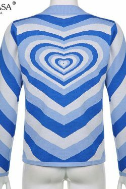 Striped Heart Sweater: Y2K Fashion with Coquette Aesthetic, Grunge Style, and Pastel Goth Vibes