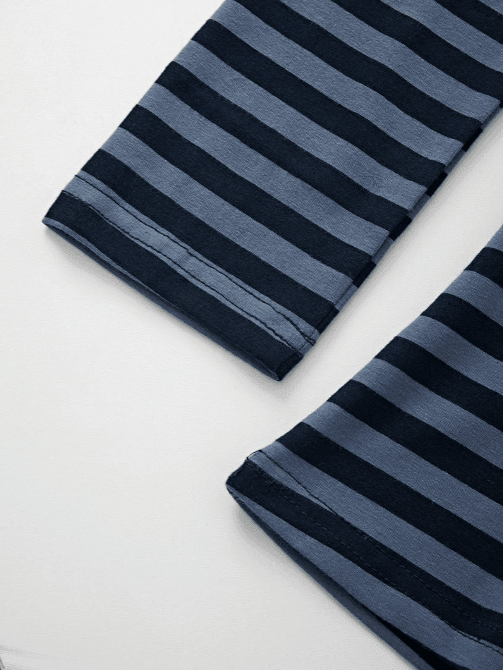 Striped V Neck Long Sleeve Tee - Y2K Fashion Aesthetic Top for Women - Coquette Style Grunge Outfit