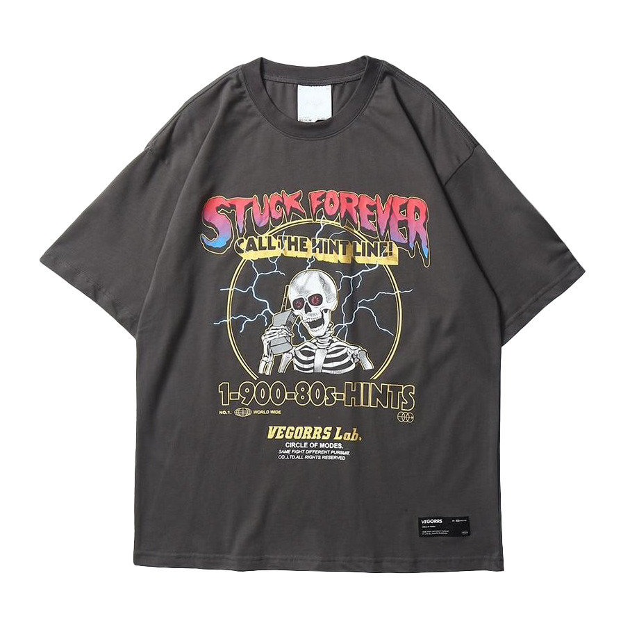 Stuck Forever Skeleton T-Shirt - Y2K Fashion Grunge Aesthetic Cute Tops Pastel Goth Coquette Style