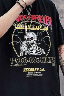Stuck Forever Skeleton T-Shirt - Y2K Fashion Grunge Aesthetic Cute Tops Pastel Goth Coquette Style
