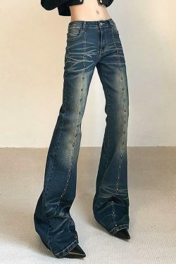 Studded Flared Jeans: Y2K Fashion with a Coquette Aesthetic