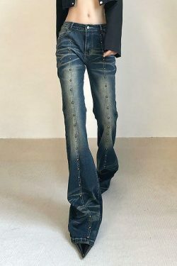 Studded Flared Jeans: Y2K Fashion with a Coquette Aesthetic