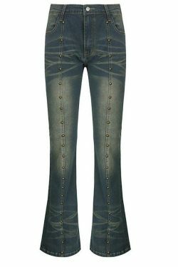Studded Flared Jeans: Y2K Fashion with a Coquette Aesthetic