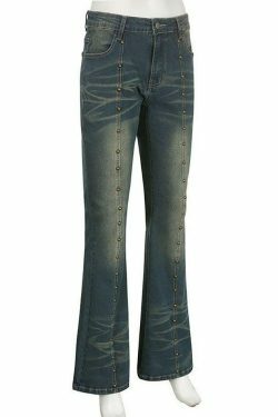 Studded Flared Jeans: Y2K Fashion with a Coquette Aesthetic