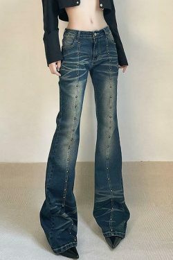 Studded Flared Jeans: Y2K Fashion with a Coquette Aesthetic