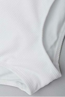 Stunning Ribbed Texture Bandeau High Waisted Bikini for Y2K Fashion Enthusiasts