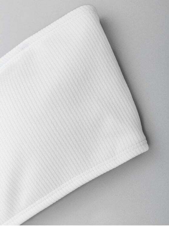 Stunning Ribbed Texture Bandeau High Waisted Bikini for Y2K Fashion Enthusiasts Stunning Ribbed Texture Bandeau High Waisted Bikini for Y2K Fashion Enthusiasts