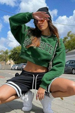 Suchcute' Oversize Cropped Sweatshirt - Y2K Coquette Grunge A