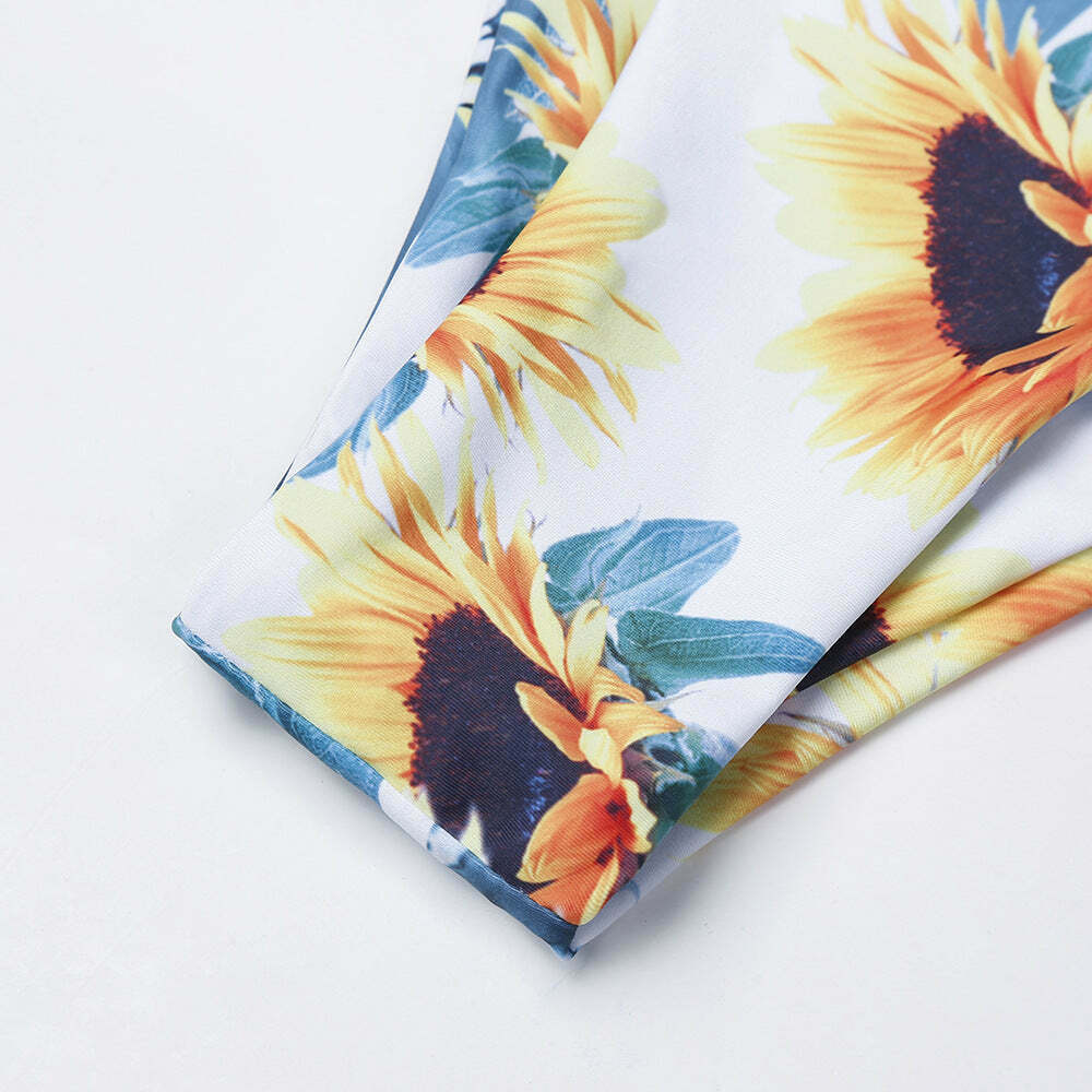 Sunflower Off-Shoulder Bikini Set: Y2K Fashion with Coquette & Grunge Aesthetics Sunflower Off-Shoulder Bikini Set: Y2K Fashion with Coquette & Grunge Aesthetics