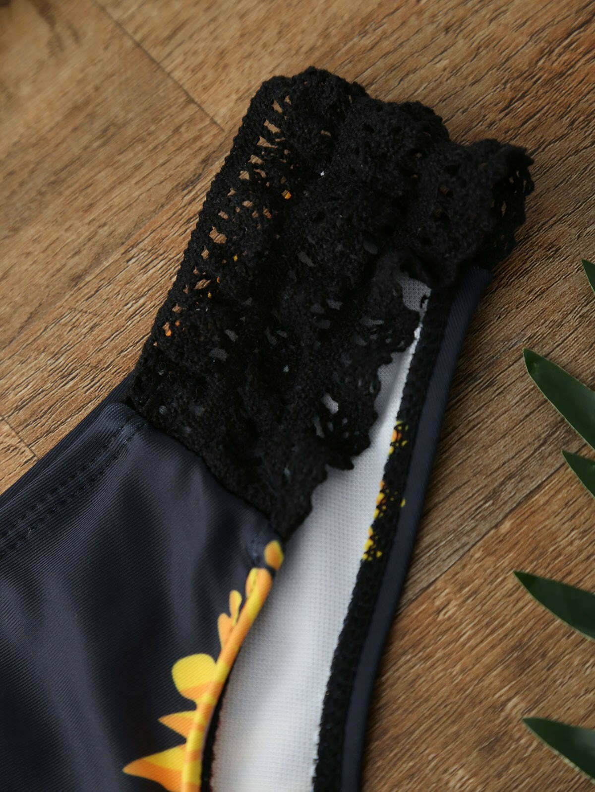 Sunflower Print Push Up Bandeau Bikini for Y2K Aesthetic Fashionistas Sunflower Print Push Up Bandeau Bikini for Y2K Aesthetic Fashionistas