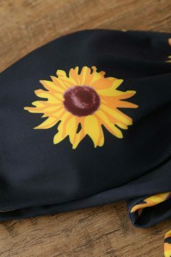 Sunflower Print Push Up Bandeau Bikini for Y2K Aesthetic Fashionistas