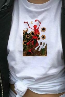 Sunflower Skeleton Dance Graphic Tee - Y2K Aesthetic Fashion Statement