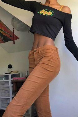 Sunflowers Long Sleeve Crop Top - Y2K Aesthetic Coquette Grunge Outfit