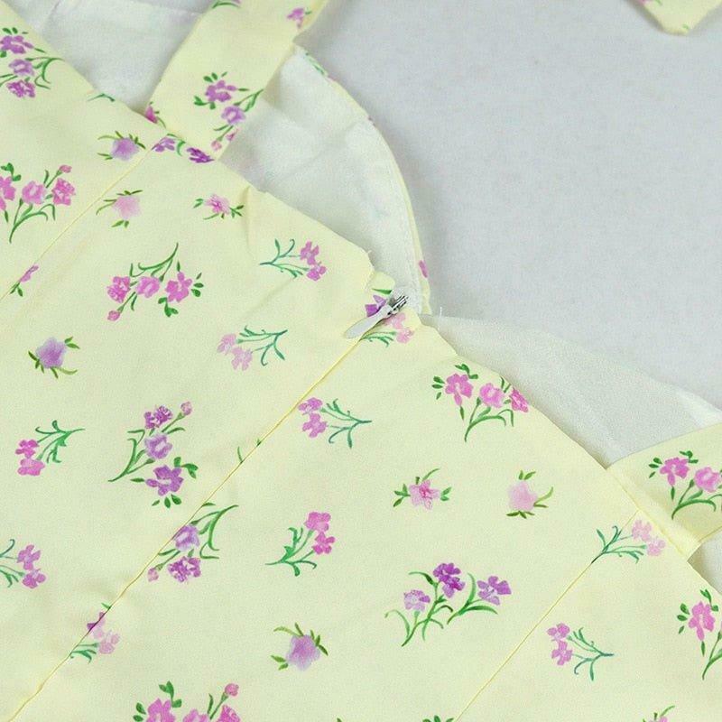 Sunshine's Coquette Aesthetic Floral Dress with Thigh Split - Y2K Fashion Statement Sunshine's Coquette Aesthetic Floral Dress with Thigh Split - Y2K Fashion Statement