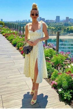 Sunshine's Coquette Aesthetic Floral Dress with Thigh Split - Y2K Fashion Statement