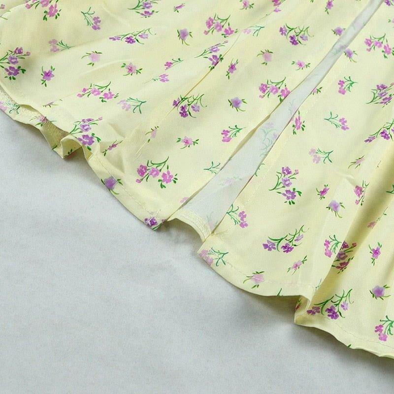 Sunshine's Coquette Aesthetic Floral Dress with Thigh Split - Y2K Fashion Statement Sunshine's Coquette Aesthetic Floral Dress with Thigh Split - Y2K Fashion Statement