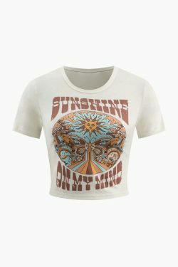 Sunshine On My Mind Baby Tee - Y2K Fashion Coquette Aesthetic Cute Tops Grunge Style Pastel Goth