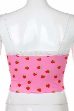 Sweet Strawberry Cami Top - Y2K Fashion with Coquette Aesthetic, Grunge Style, and Pastel Goth Vibes